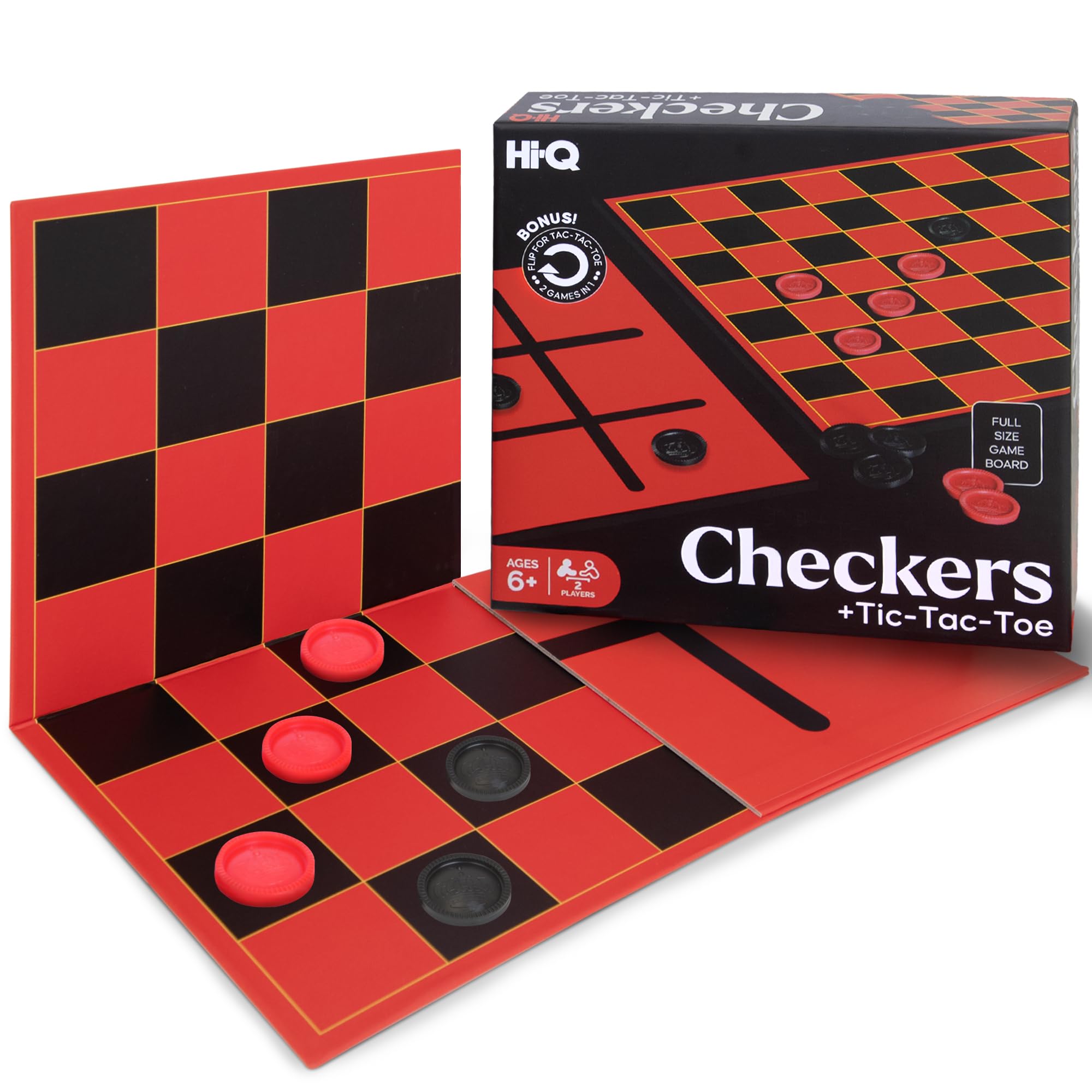 Point Games Draughts Board Game for Kids - Fun Checkers Board Game for Boys and Girls - Interlocking Checkers with Foldable Board Design