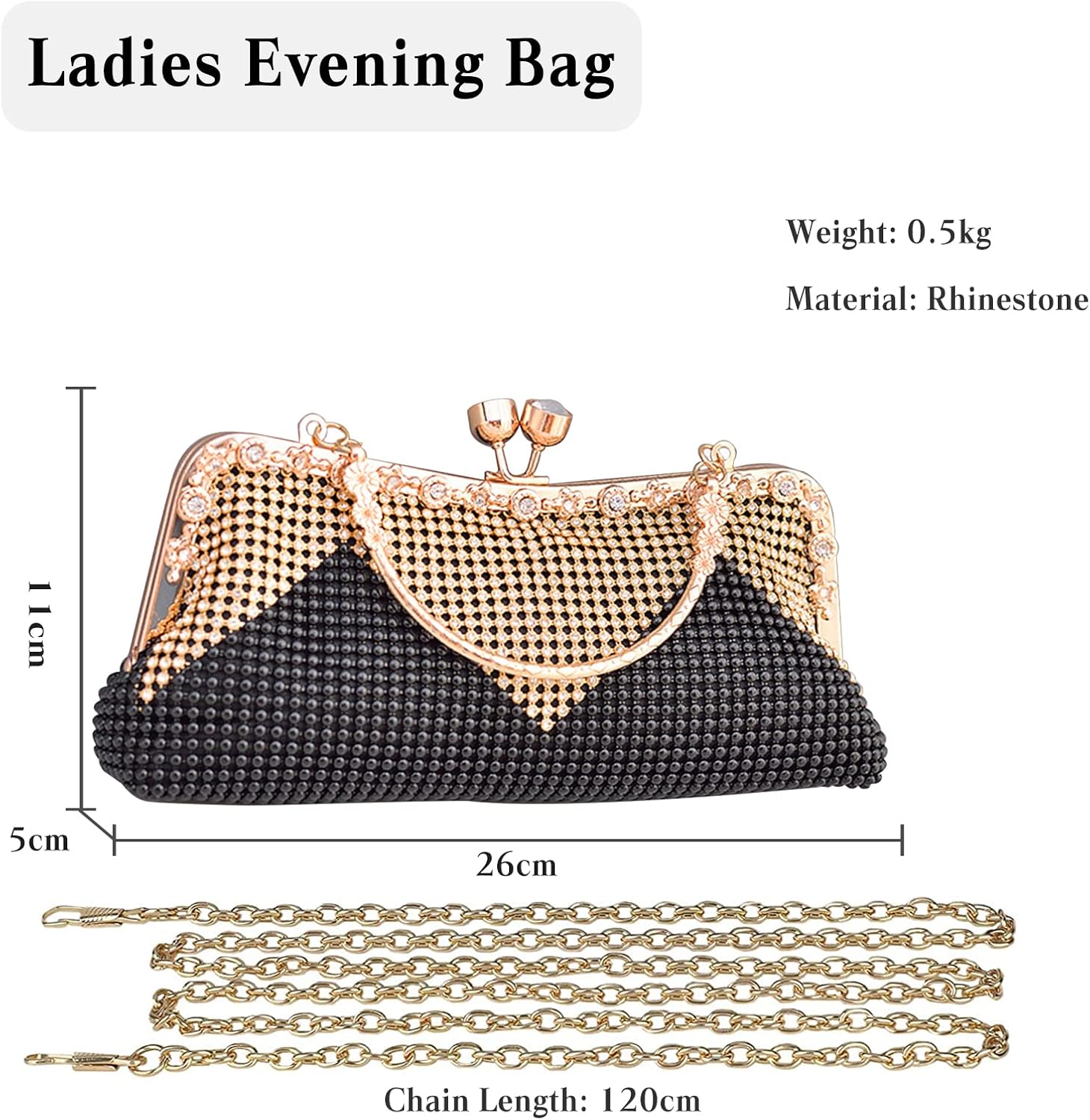 CORIOS Women's Evening Clutch Bag Rhinestones Purse Ladies Crystal Handbag