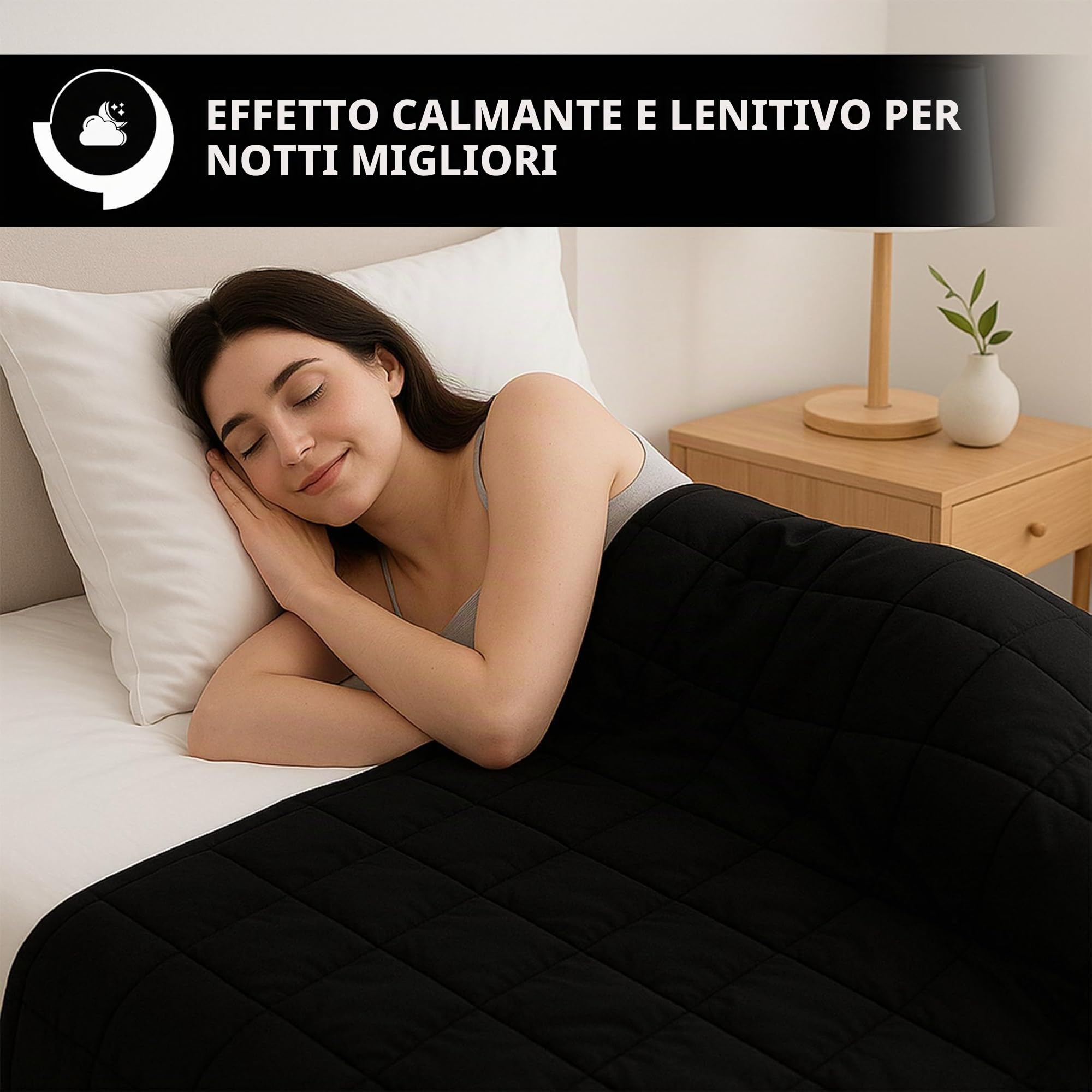Vonia Corperta Ponderata 7 KG - Corperta Ponderata Rillassante e Lenitiva - Rilassante per il Sonne e Antistress - Nero