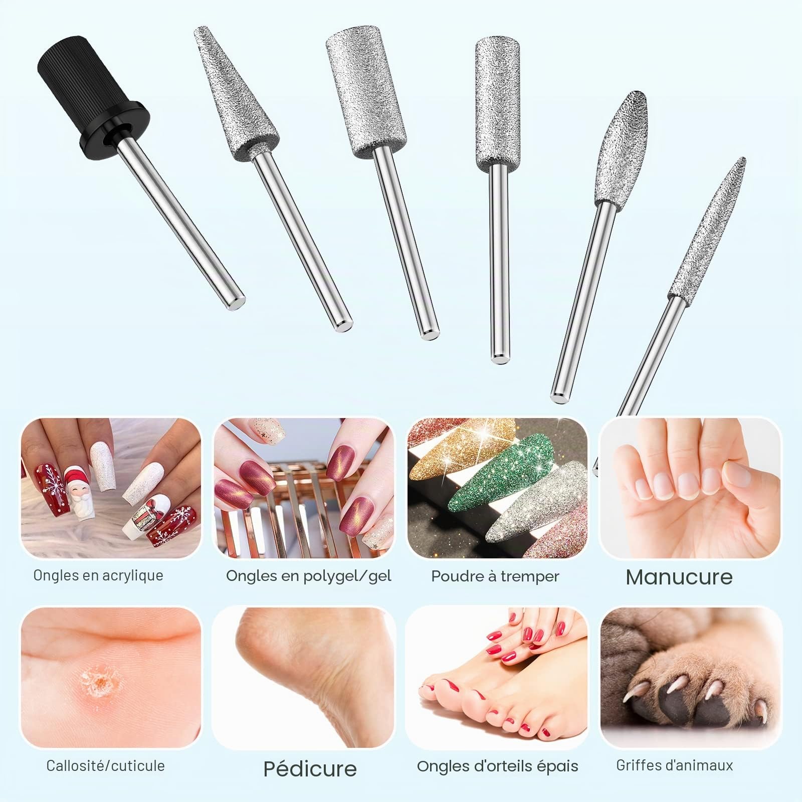 Alle's Ponceuse pour Ongles Professionnel, Lime a Ongle Electrique,20000 RPM Kit de Manucure et Pédicure Professionnel avec Vitesse et Direction Réglables,avec 100 Bandes de Ponçage,Gris