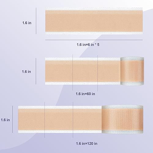 Miniatura 5 de Cinta de silicona para cicatrices (rollo de 1.6 x 60 pulgadas  4.9 ft), láminas de silicona de grado médico, hipoalergénicas para cicatrices nuevas
