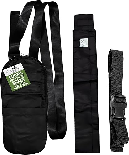 Nephrostomy Crossbody 20.3 fl oz Tubo y cubierta de bolsa de drenaje (negro)