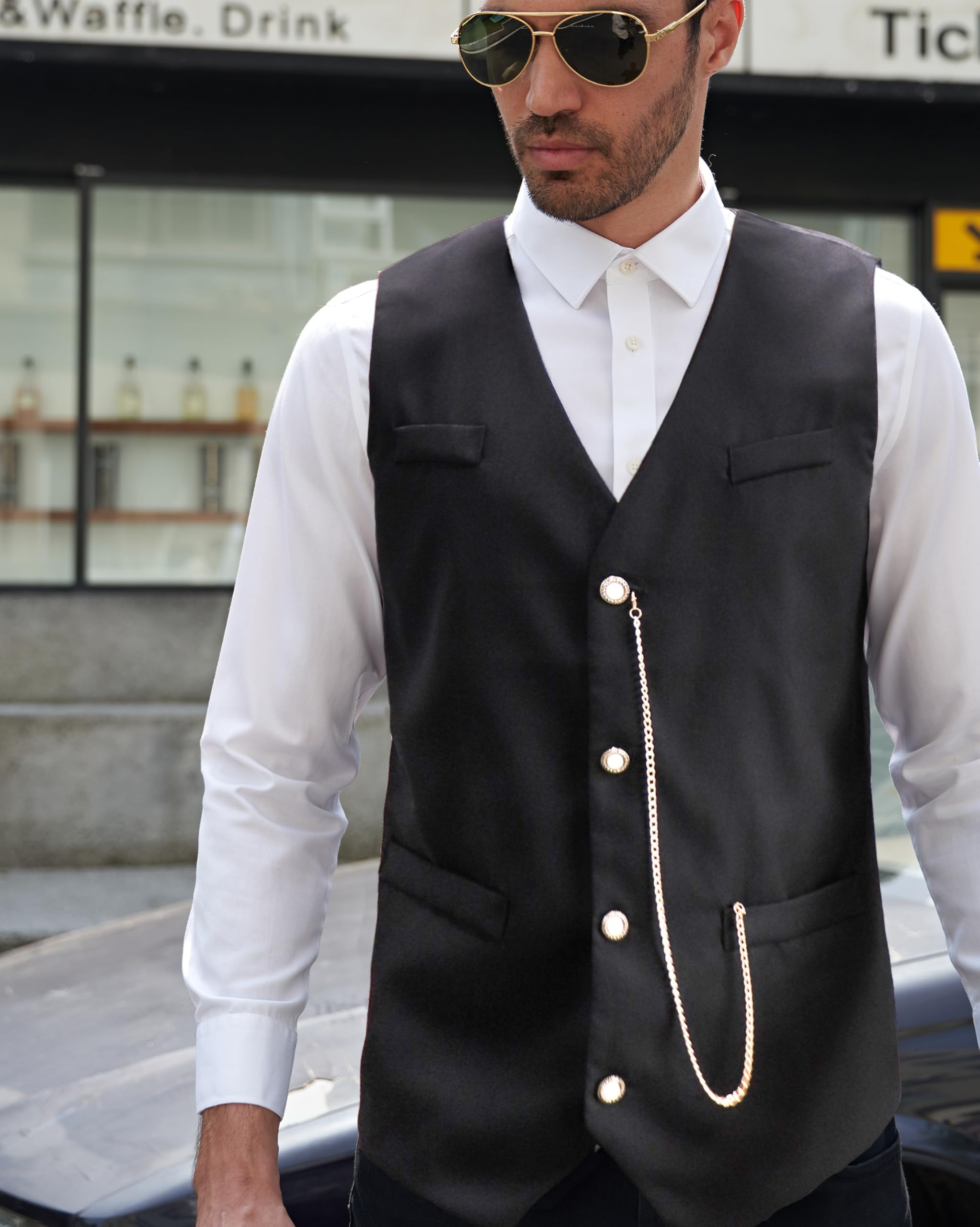 Gilet de Costume décontracté Pour Hommes Gilet Formel sans Manches à col en V Pour Mariage et Fête d'affaires ou Encore Tenue Quotidienne
