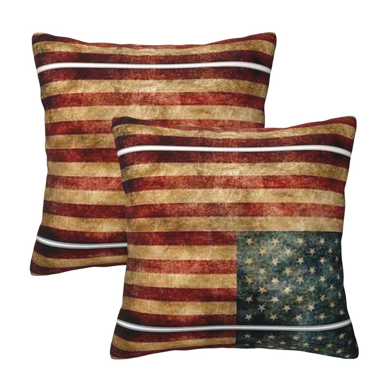 Kfjghhl Old Flag Throw Pillow Covers Decorative Farmhouse Couch Pillow Case 4 Sizes Square Cushion Pillcase