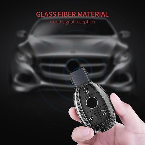 Miniatura 8 de T-carbon Funda para llavero de Mercedes Benz con llavero, funda de fibra de carbono real para Mercedes Benz Amg A B C E S G M V Class CLA CLS GLA