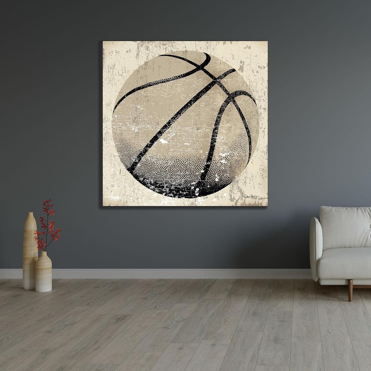 ArtDirect Vintage Basketball Unframed Art Print Giclee Poster by Horjus, Peter - Ready for Framing with Customization Sizes 8x8, 11x11, 16x16, 24x24, 36x36, and 48x48 Inches