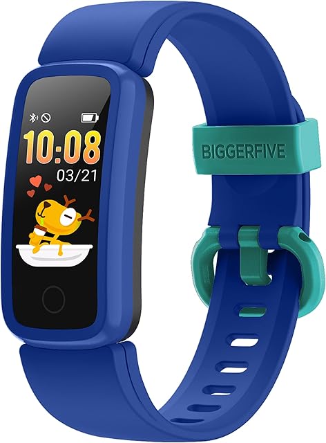 BIGGERFIVE Vigor Fitness Tracker Watch for Kids Girls Boys Ages 5-15, Activity Tracker, Pedometer, Heart Rate Sleep Monitor, IP68 Waterproof Calorie Step Counter Watch with Alarm Clock