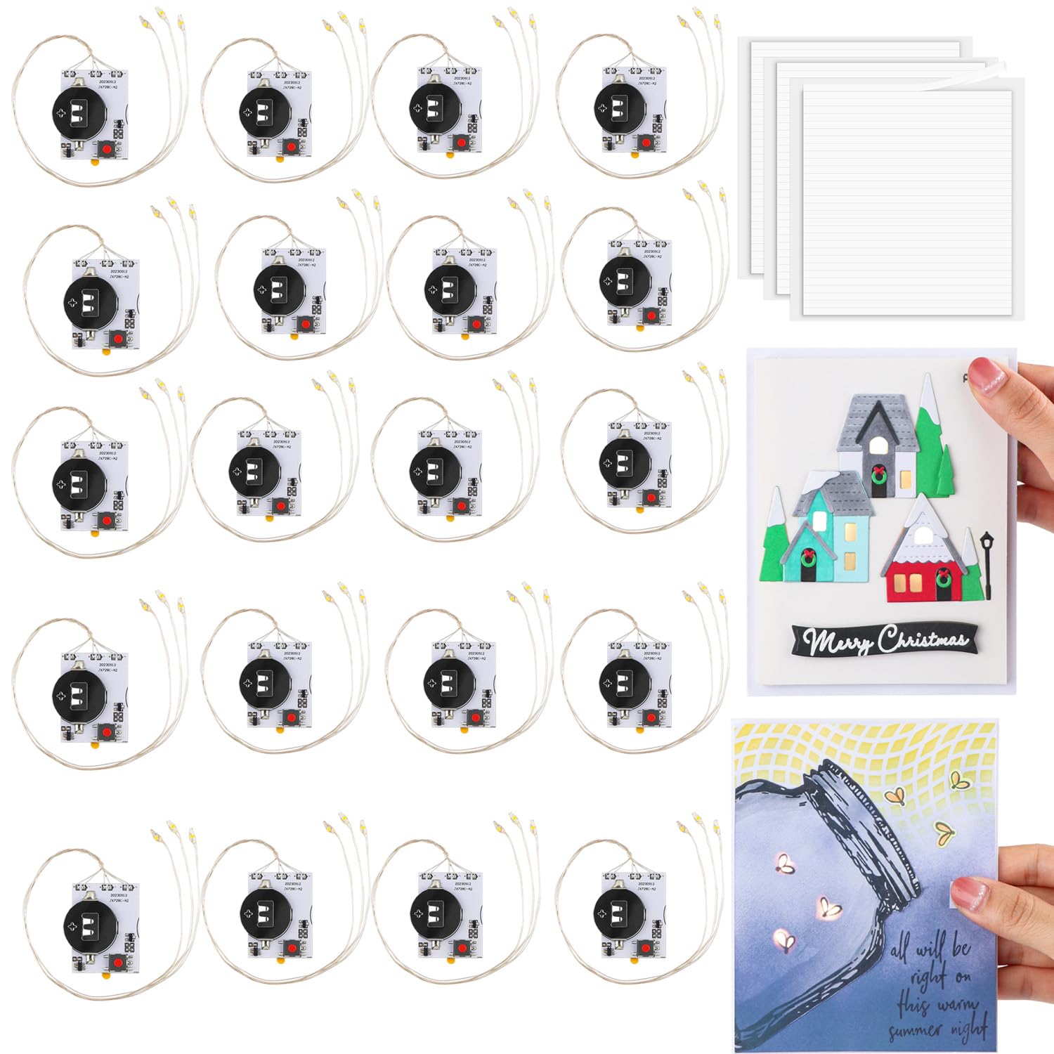 OTCRAFT 21 Stück kreative einfache Halo-Lichter und einfache Lichter für selbstgemachte beleuchtete Weihnachtskarten, Scrapbook-Dekoration, selbstklebende Leuchteinheiten mit warmweißen LEDs (ohne