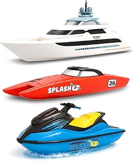SplashEZ Bath Toy Boats for Toddlers, Mold Free Boat Bath Toys for Kids & Toddlers, No Hole for Water Floating Ships for Bathtub, Pool, Shower for Boys & Girls, 3-Pack: Jet Ski Yacht Catamaran