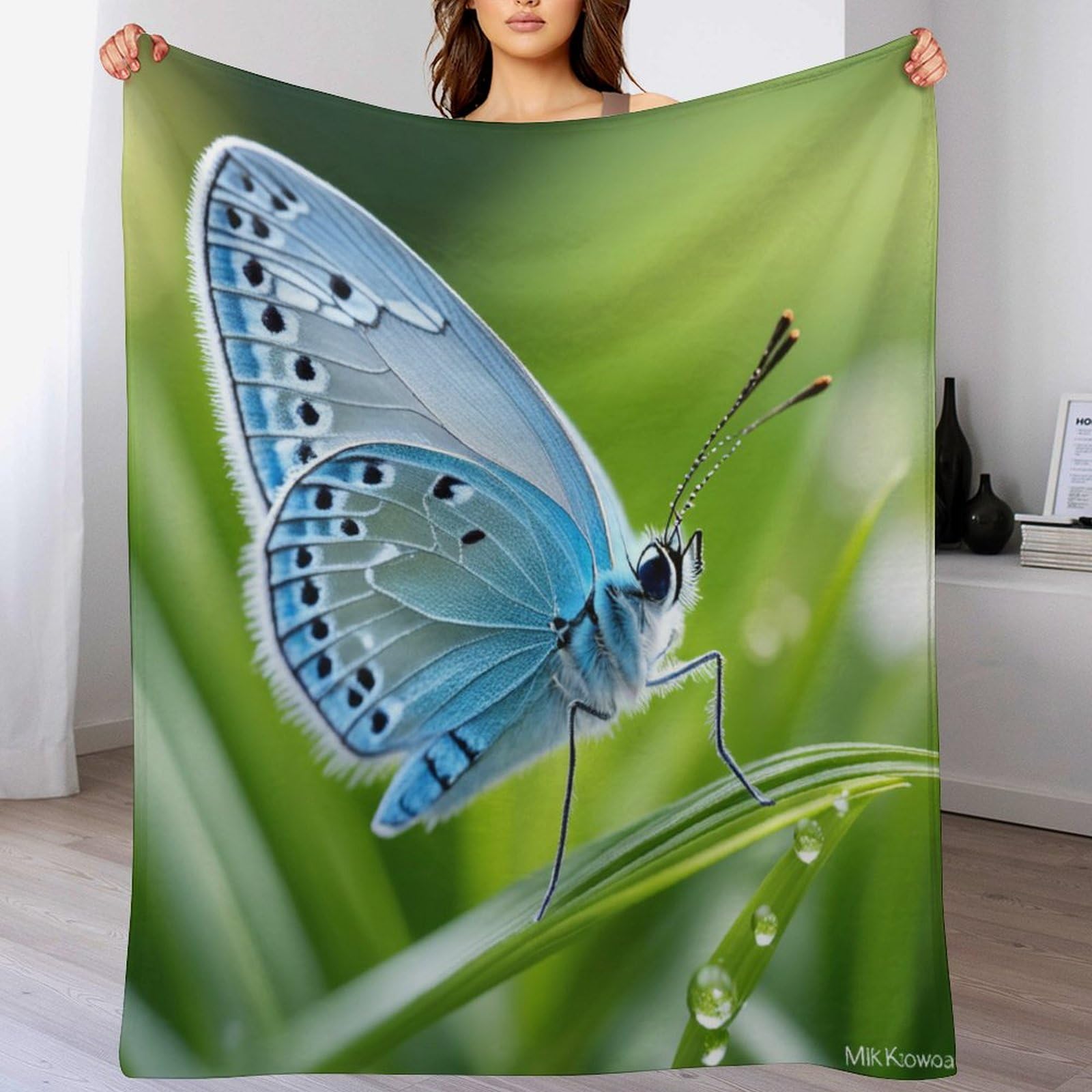 Couverture pour lit ou canapé Papillon grand confort en flannel moelleuse pour l'hiver