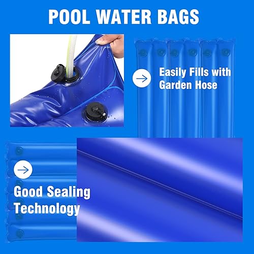 Miniatura 5 de Bolsas de agua para piscina de doble cámara de 8.5 pies, tubos de agua, pesos de cubierta de piscina para cubierta de piscina enterrada, bolsas de