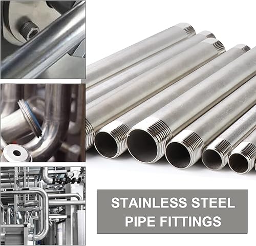 Miniatura 6 de TAISHER 2 accesorios de tubería de acero inoxidable, 1 pulgada NPT macho x 1 pulgada NPT macho roscado, tubo fundido de pezón de 16 pulgadas de