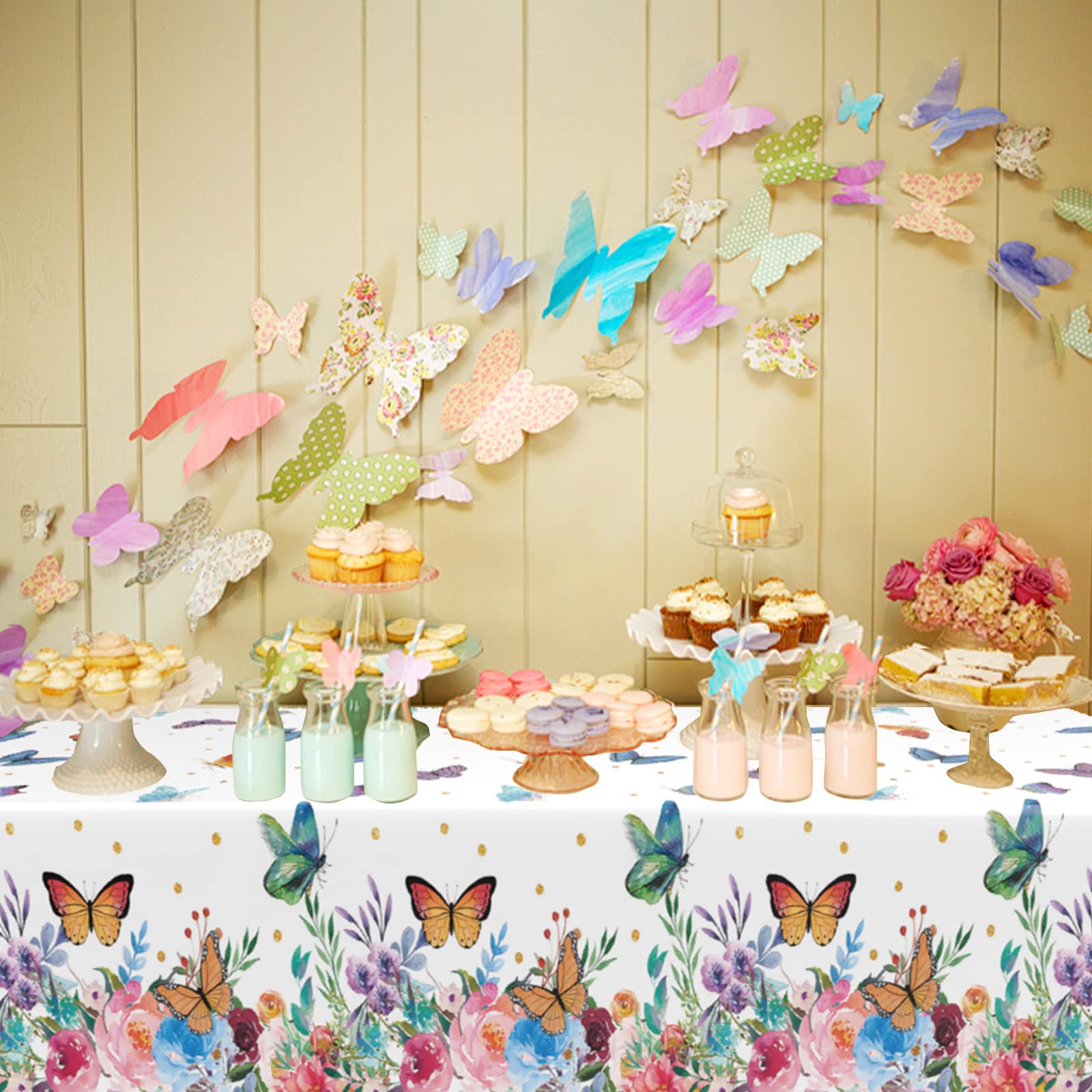 Tovaglia Festa Farfalle 137x274cm - Plastica Impermeabile, Per Compleanni, Tema Farfalla (Colorata)