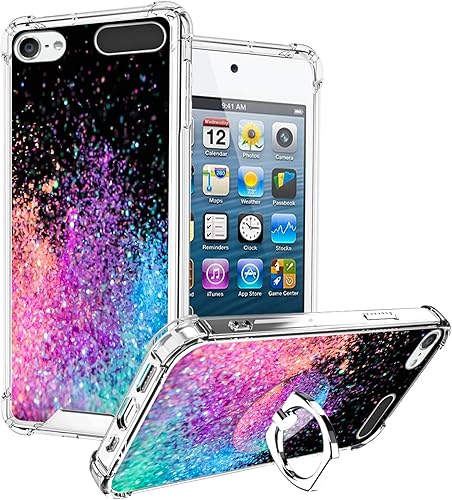 OOK Funda compatible con iPod Touch567 Generación soporte de anillo para niñas y mujeres funda protectora de poliuretano termoplástico suave y a