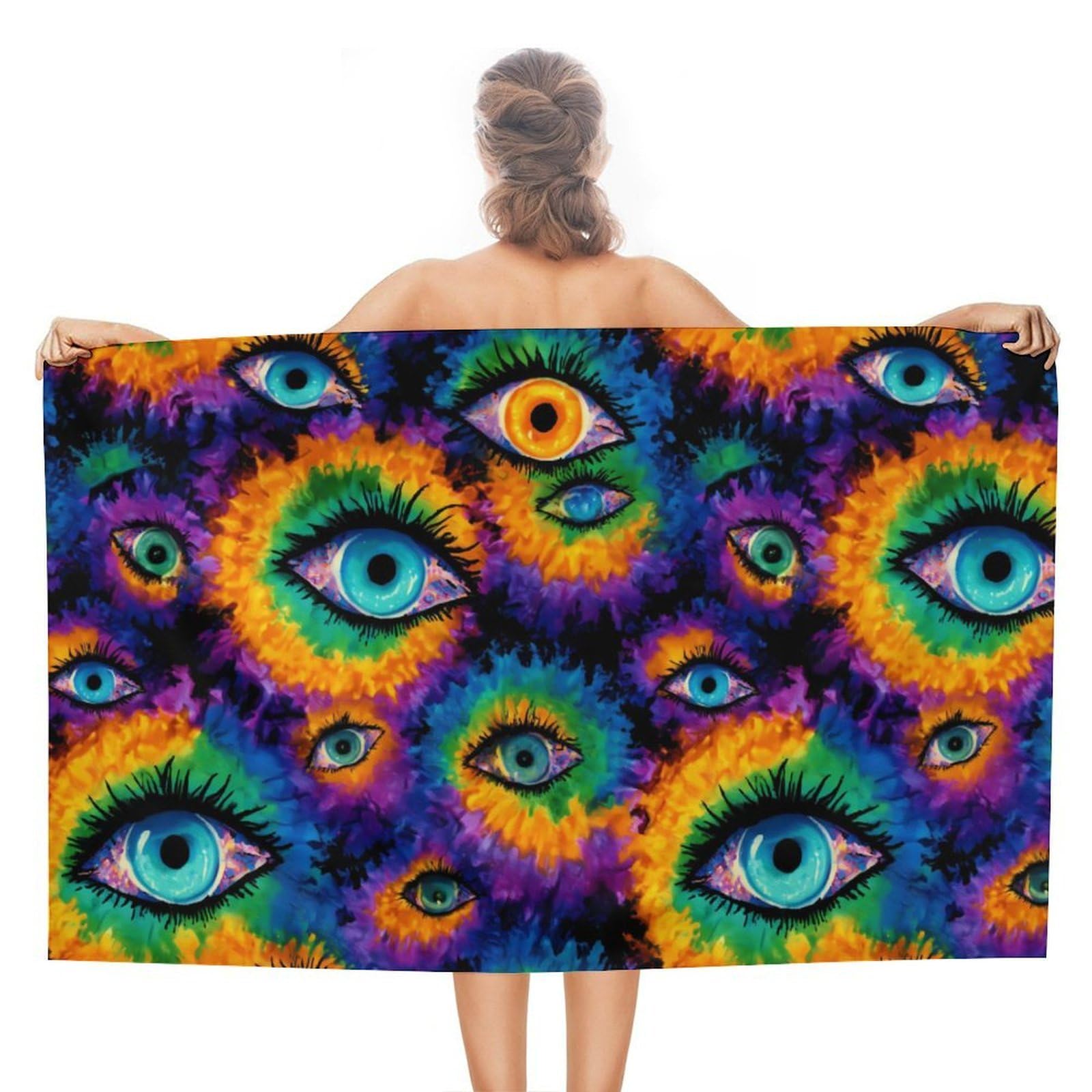 CGSBNGHA Evil Eyes Psychedelic Trippy Tie Dye Beach Towels Soft Bathroom Bath Pool Swim Towels for Women Men