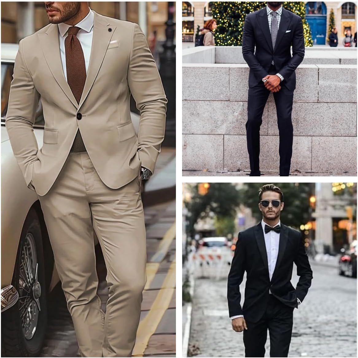Mens Suit 2 Piece Slim Fit Suits for Men Peak Lapel 1 Button Suit Formal Wedding Prom Groom Blazer Pant Tuxedo