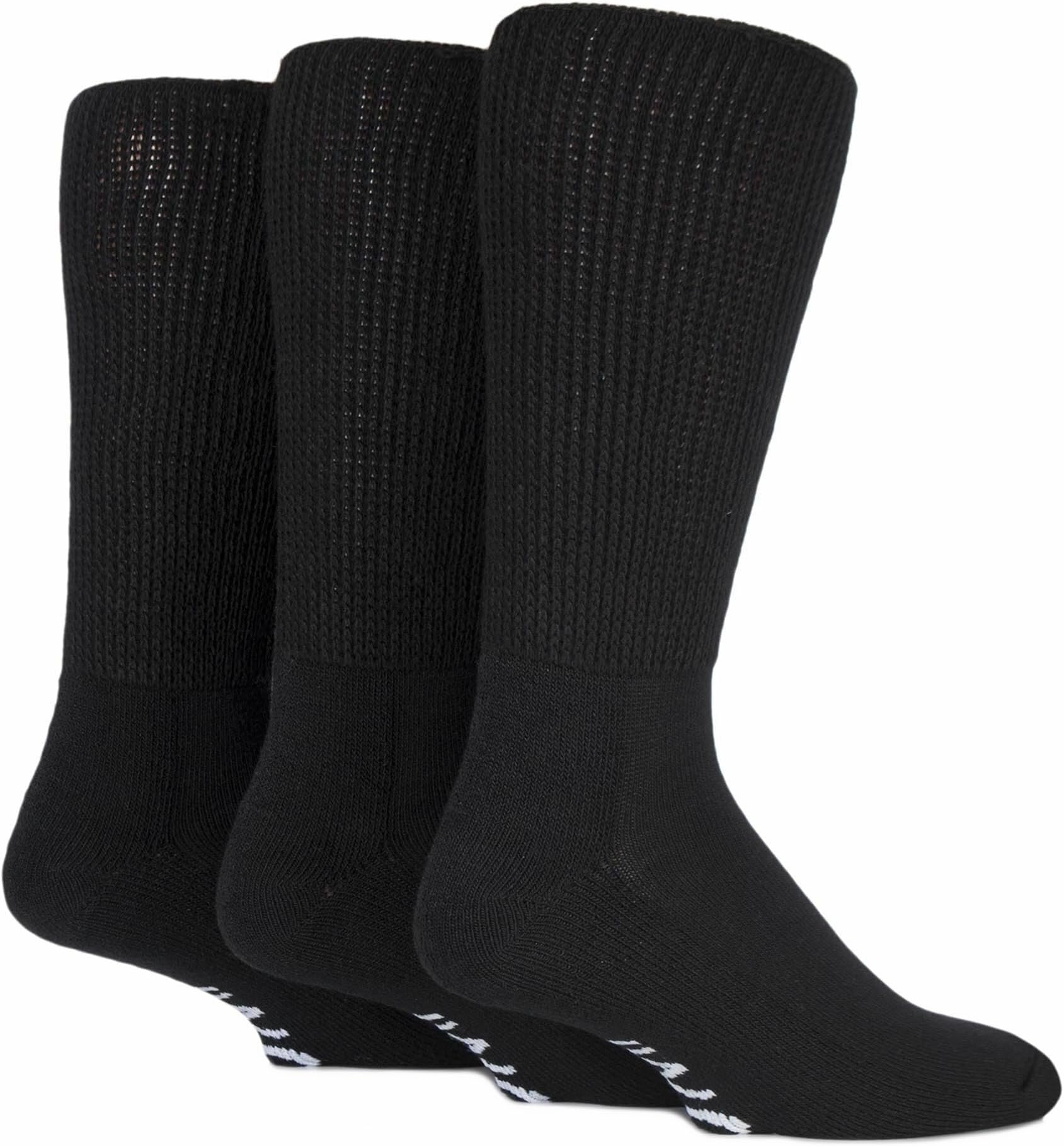 IOMI SOCKSHOP FootNurse Men’s and Ladies’ Diabetic Socks, Mid-Calf Length in Stretch Wide Fit with Cushioning and Seamless Toes, Various Unisex Sizes, Pack of 3
