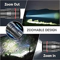 Vista 2 de WdtPro Rechargeable Flashlights High Lumens, 2 Pack 10H Long Lasting Super Bright EDC Flashlight, LED Mini Tactical Flash Lights for Camping