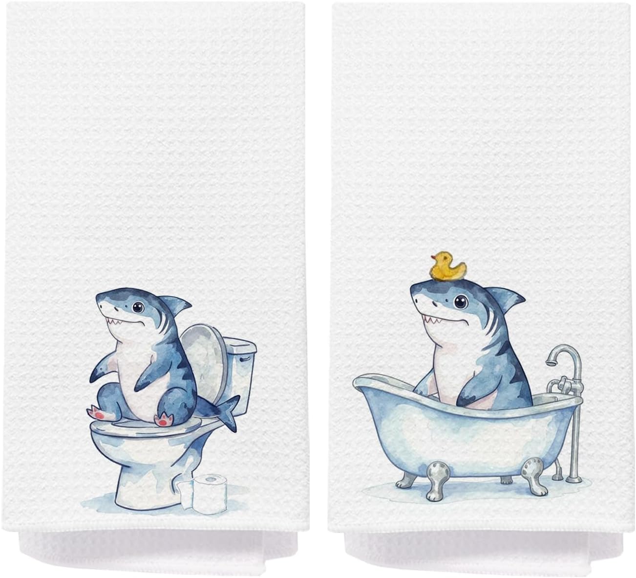 Shark Bathroom Decor Hand Towel, Kids Bathroom Decor, Sharks Lovers Gifts Decorative Hand Towels for Bath Room Washroom Restroom, 16x24 Inch Set of 2
