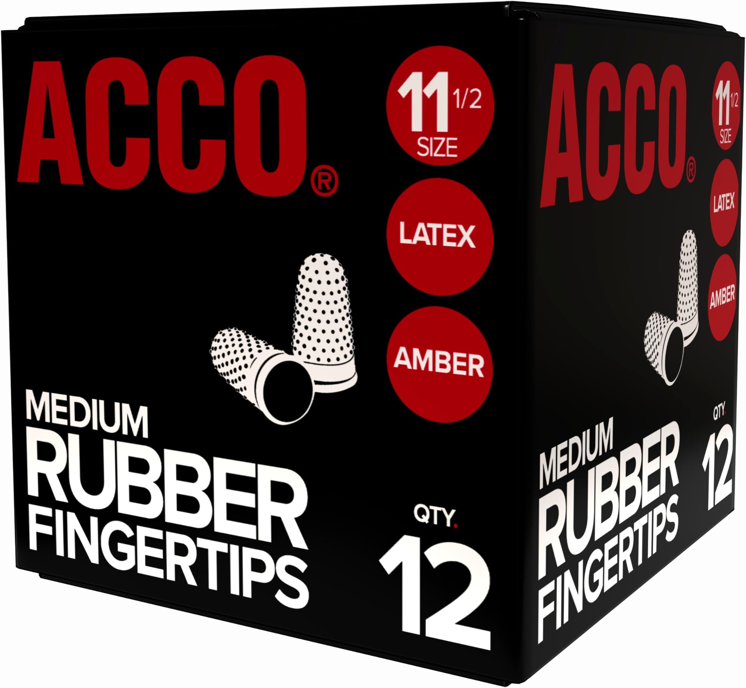 ACCO Rubber Finger Tips, Size 11.5 (Small/Medium), 5/8" Base Diameter, Nubbed for Better Gripping, 12 Count Box (S7054035)