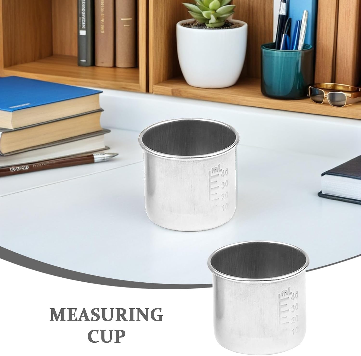Toyvian Stainless Steel Medicine Measuring Cups, 4pcs Grade Graduated Pill Liquid Portion Cups Easy-to-read Reusable Metal Medicine for Home Clinical Use