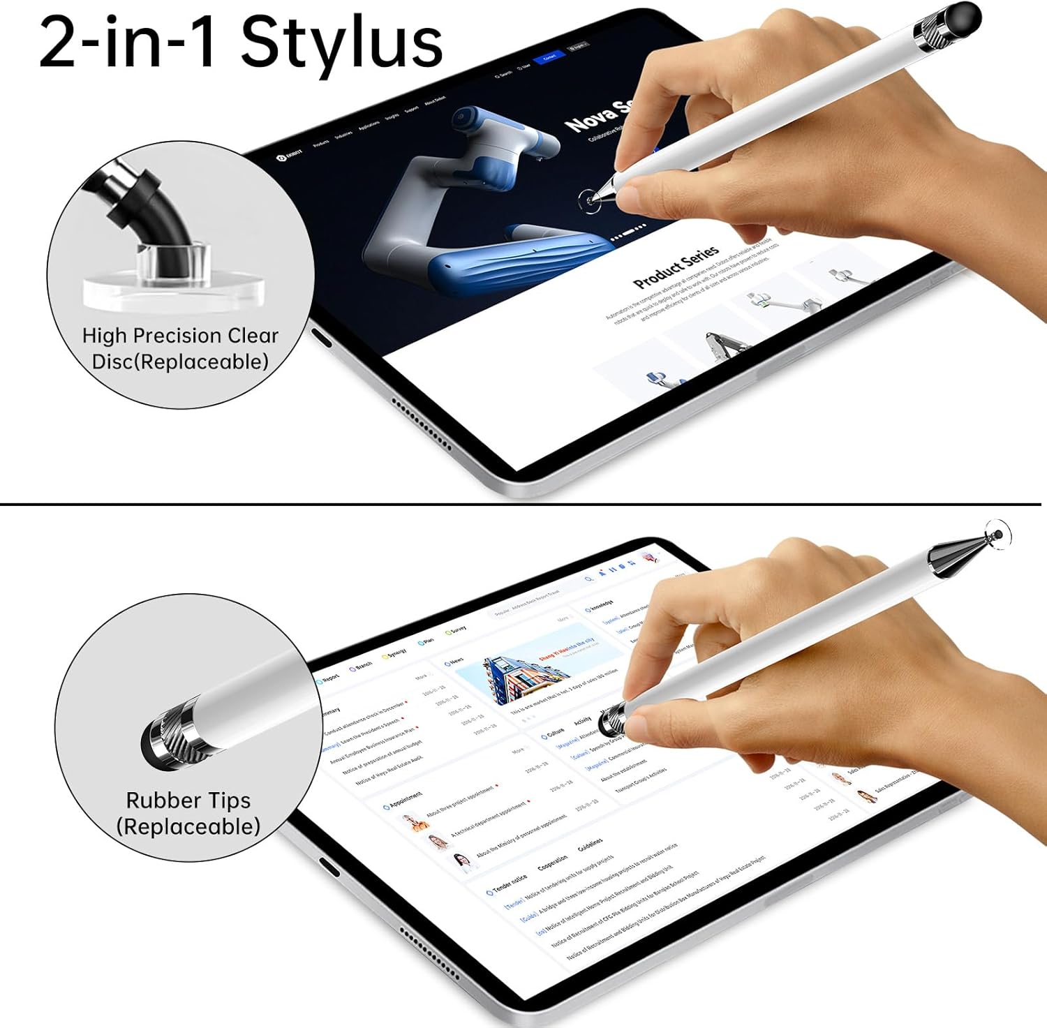 Bopomofo Stylus (5 Pcs), 2-in-1 Stylus Pen for Touchscreen, High Precision and Sensitivity, Suitable for iPhone/ipad/Android Tablets, Compatible with Touch Screens,White thumbnail