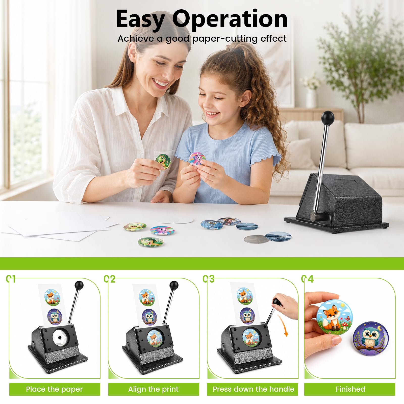 58 mm / 2,25 Zoll Kreisschneider Papier für Buttons, Metall Runder Papierschneider für Buttonmaschine, Rund Schneidemaschine für Abzeichen, Kreis Papierstanzer für Scrapboard, Kunstpapier, Fotopapier