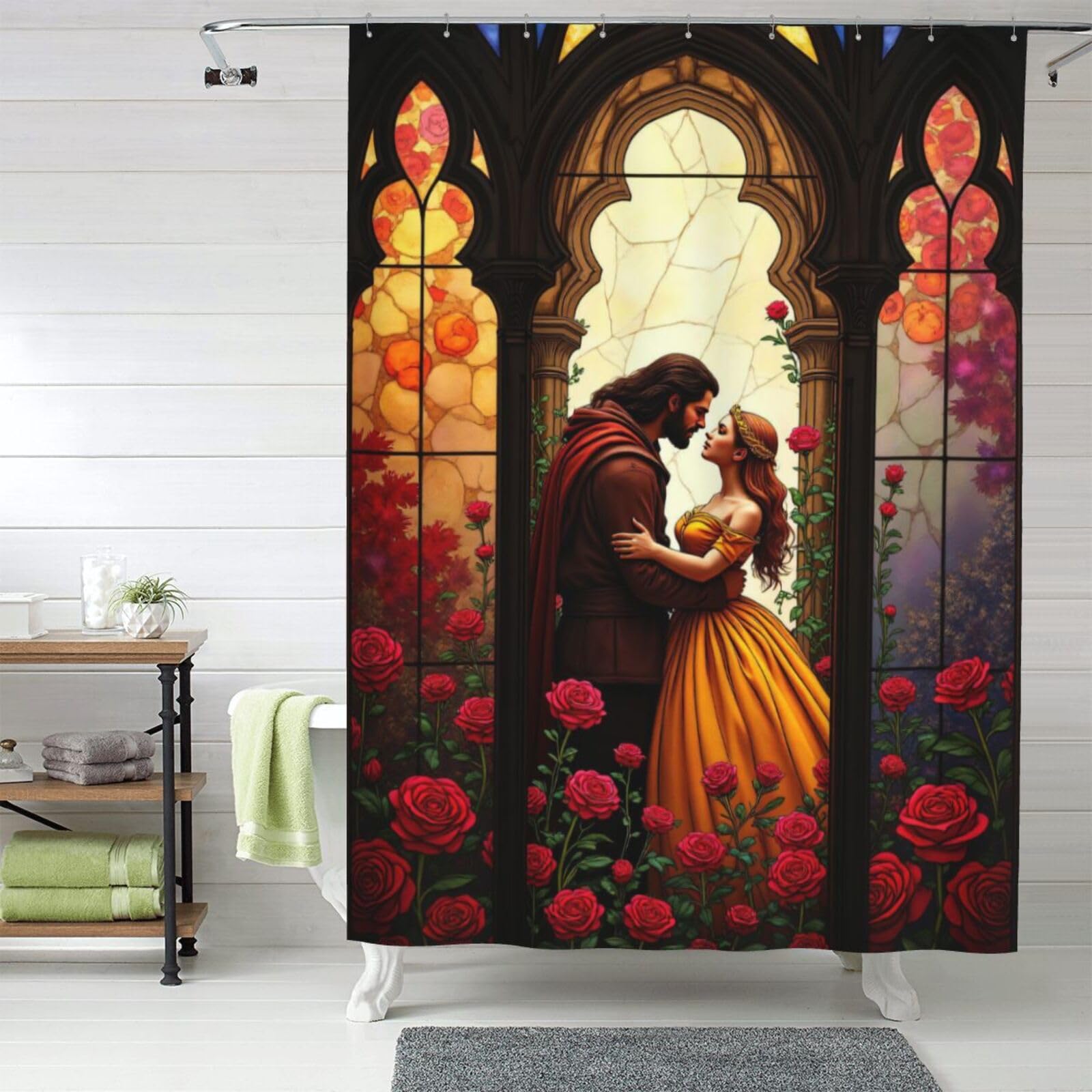Rideau de douche en tissu rose 152x183 cm opaque avec crochets