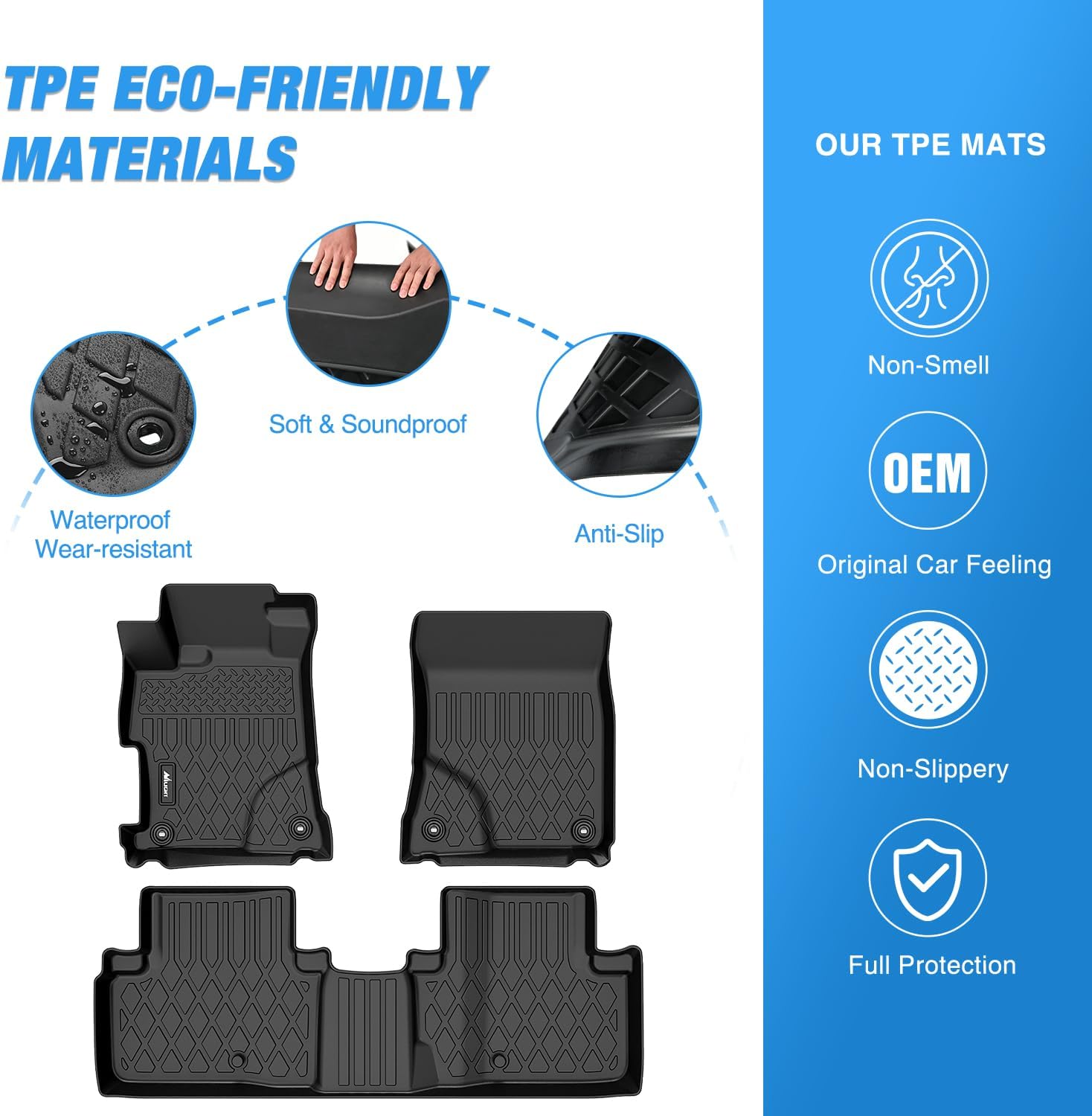 Nilight TPE Floor Mats for Acura ILX 2013 2014 2015 2016 2017 2018 2019 2020 2021 2022 2022, All Weather Custom Fit Heavy Duty Floor Liners - Image 3