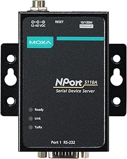 MOXA NPort 5110A - 1 Port Device Server, 10/100 Ethernet, RS-232, DB9 Male, 0 to 60C Operating Temperature