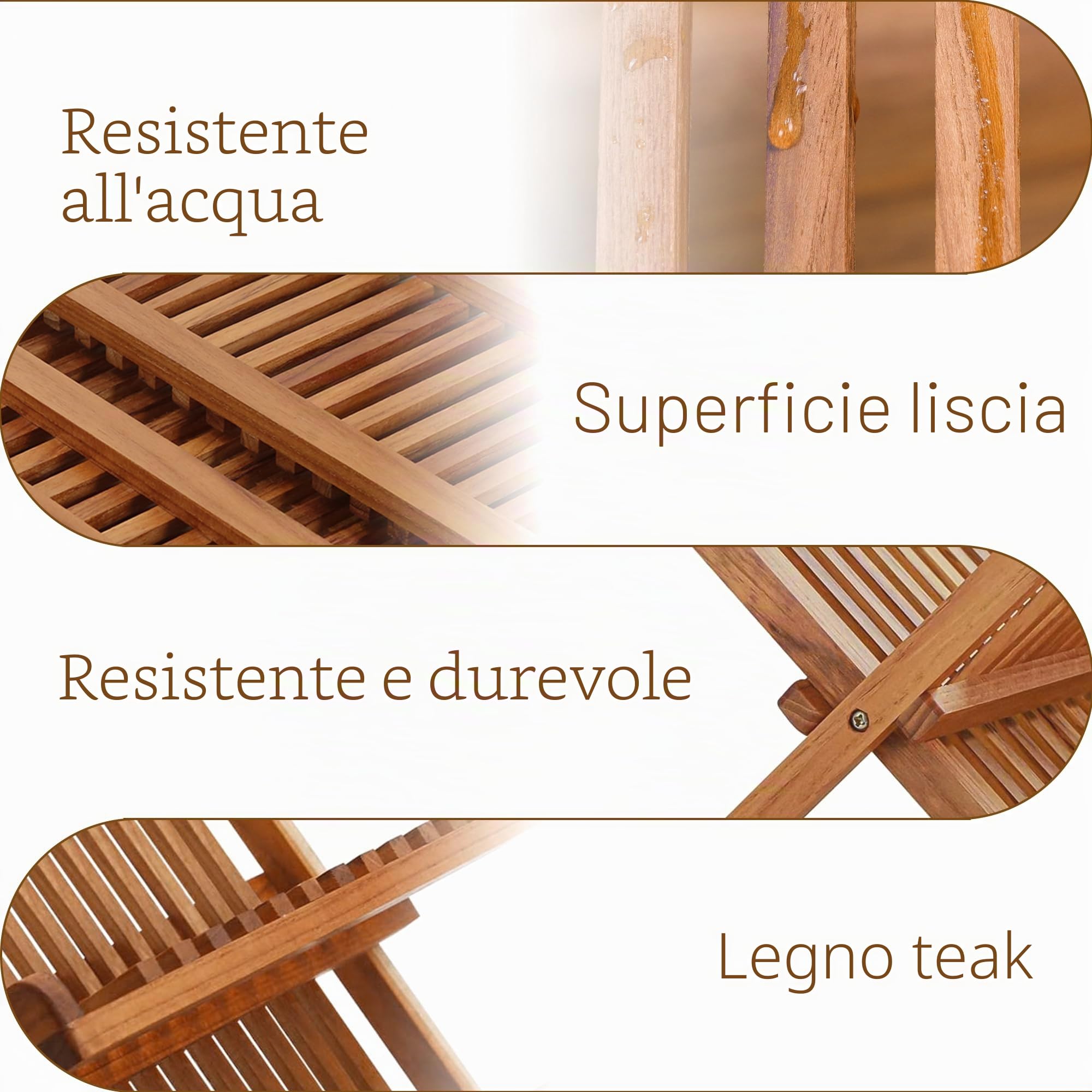 Utoplike Scolapiatti pieghevole in teak, a 2 ripiani, scolapiatti pieghevole, organizer per piatti da cucina, compatto