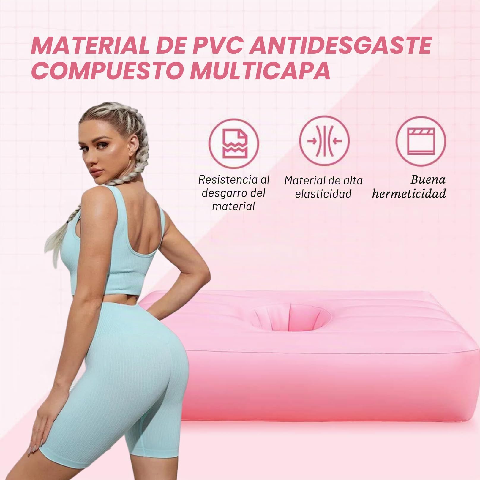 Bbl Bed - Silla elástica de PVC antidesgaste para recuperación postoperatoria, cama portátil con agujero para levantamiento de glúteos brasileño y apoyo postnatal para dormir