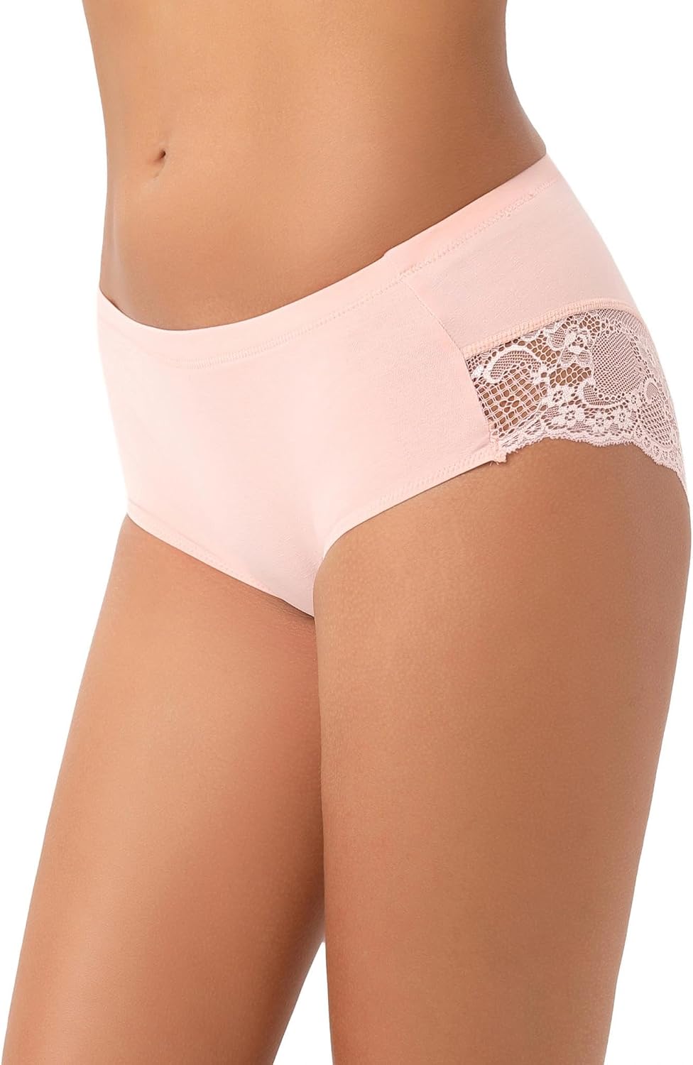 Women's 4 Pack Combed Cotton Breathable High Rise Lace Full Coverage Brief Panty Underwear