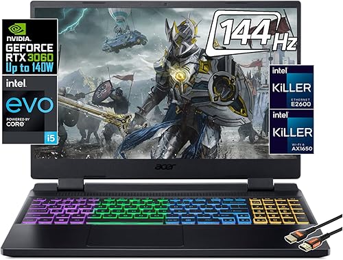 Acer Nitro 5 15.6" FHD 144Hz Gaming Laptop Intel 12-Core i5-12500H NVIDIA GeForce RTX 3060 Killer Wi-Fi 6 AX1650 Thunderbolt 4 RGB Keyboard Win11