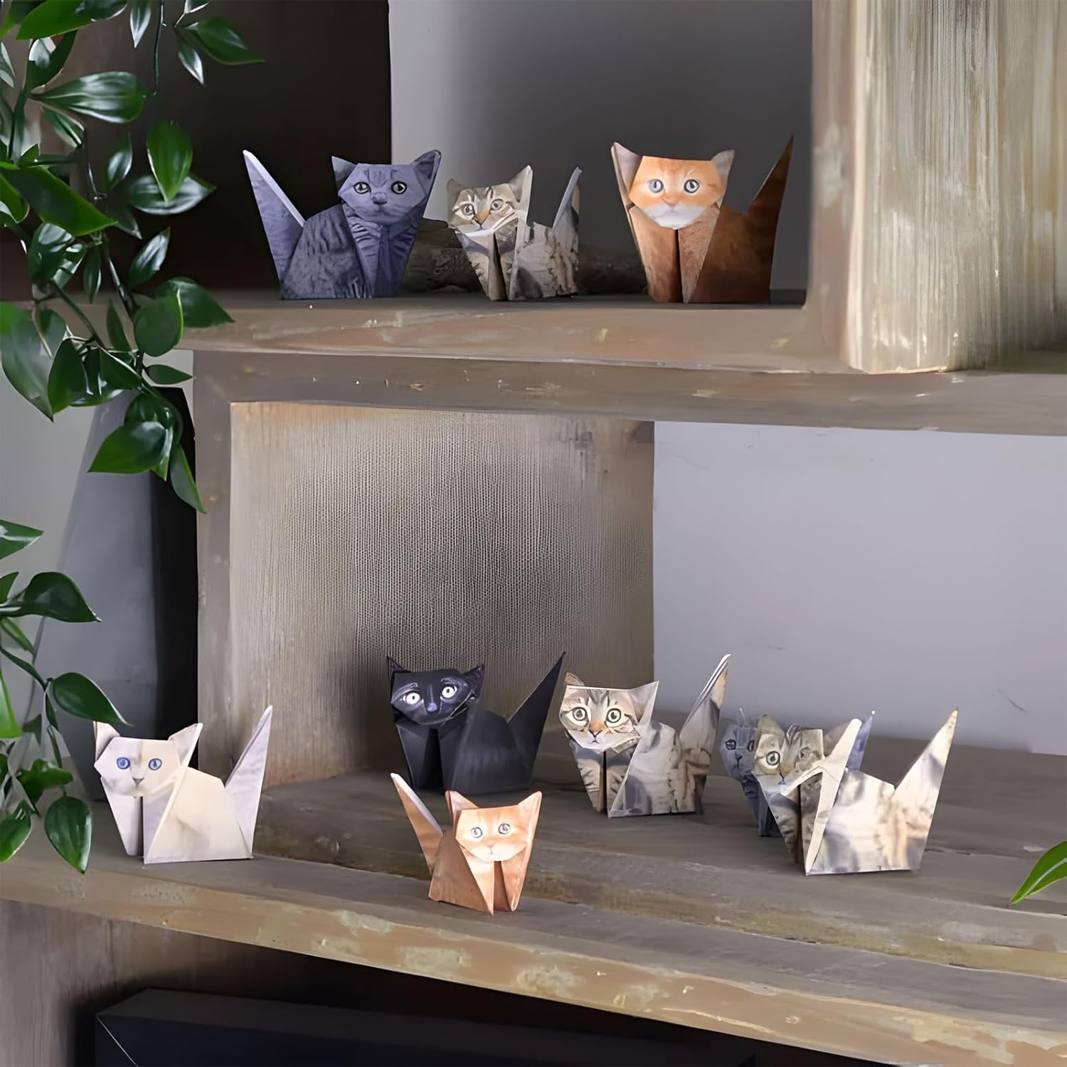 SIXHAOBU Papel gatos Origami, 50 hojas 3D gato Origami papel artesanía conjunto, manual animal papelería kit, Funny Craft Activity for Adults, DIY Animal Desk Decor (Cat, OneSize)