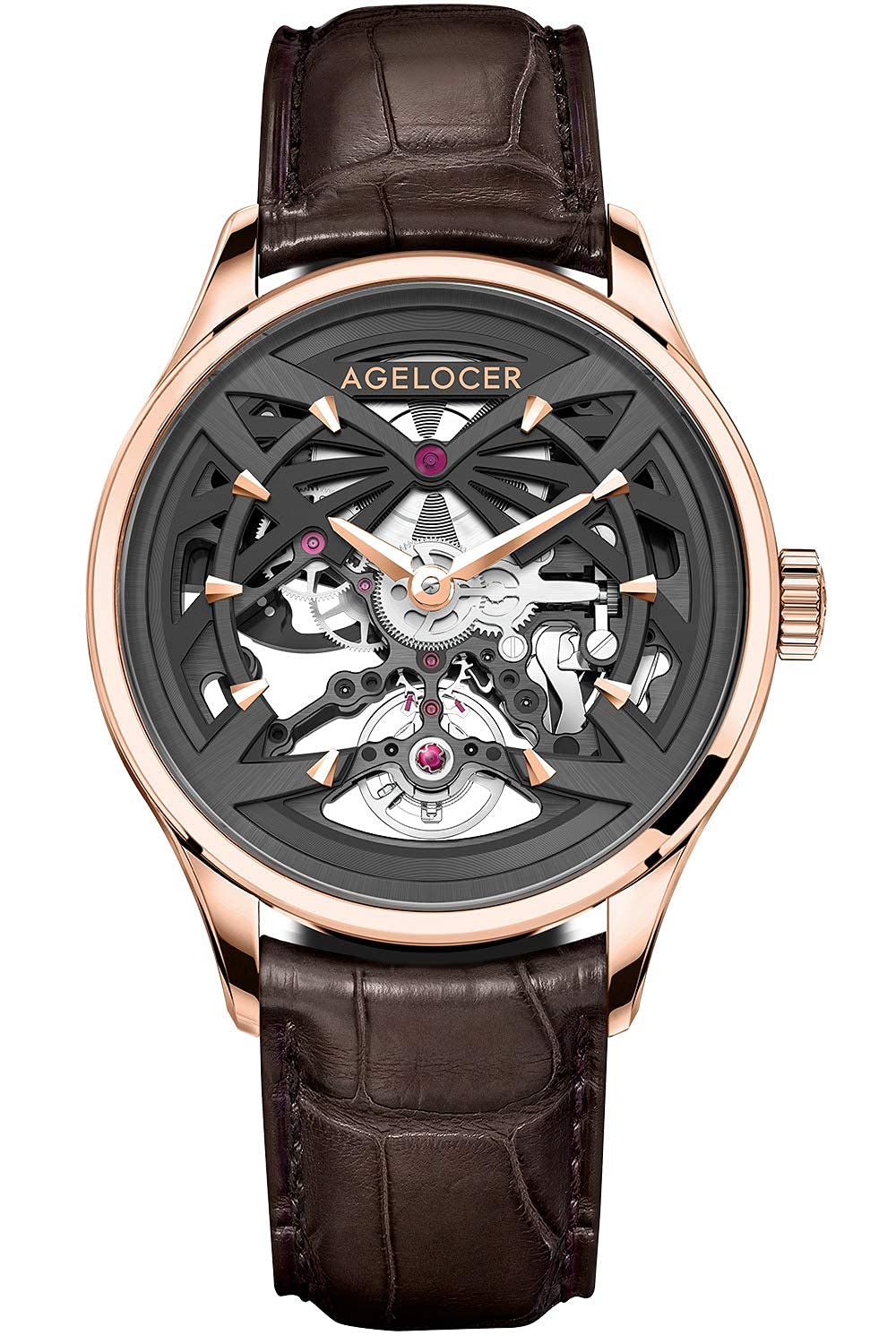 AGELOCERMen's Top Brand Skeleton Mechanical Automatic Stainless Steel Dress Luxury Analog Watch