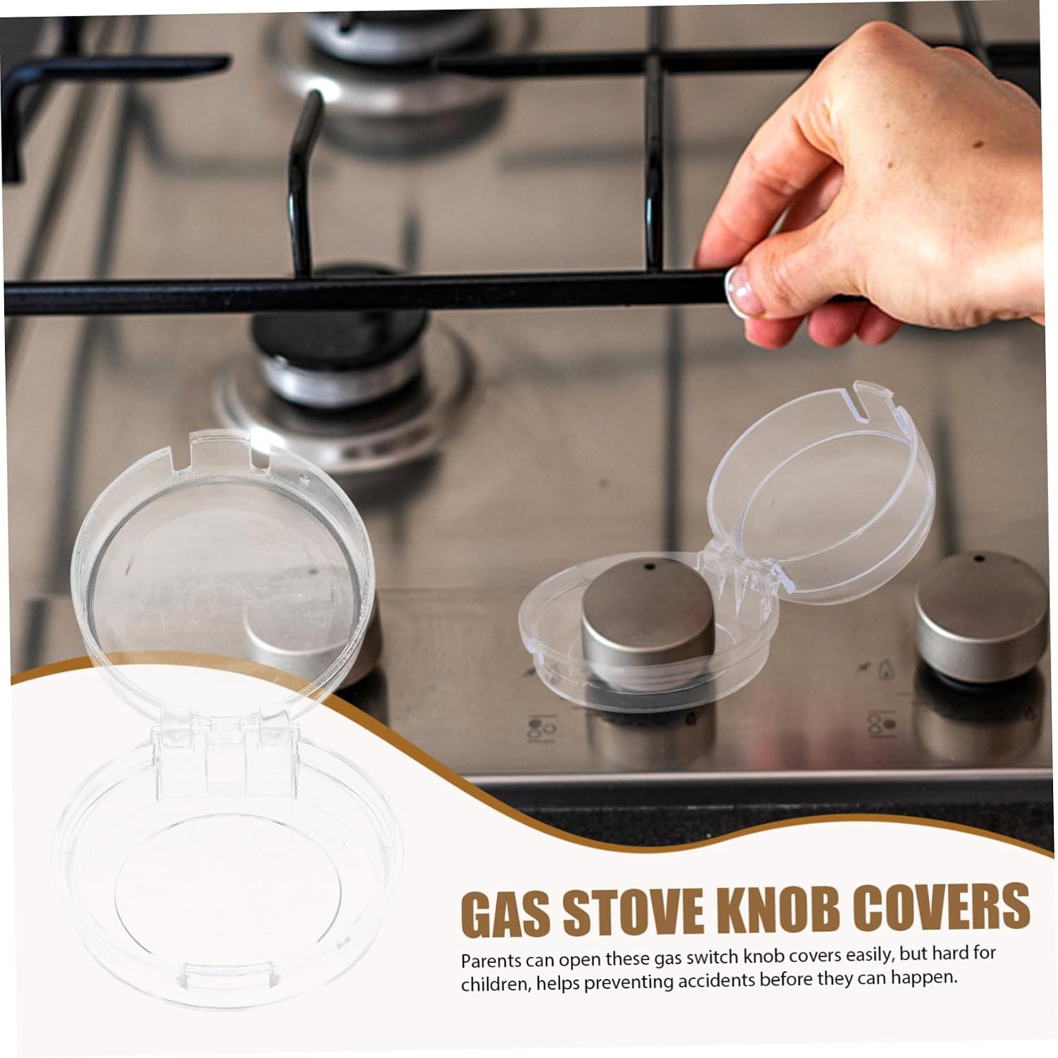 WOONEKY 10pcs Safety Gas Stove Knob Covers Clear Protectors for Preventing Accidents Fits Knobs Easy for Parents Hard for Boys and Girls