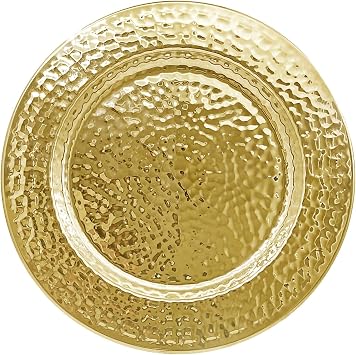 Brightalk 13-Inch Stainless Steel Hammered Charger Plates, Gold Dinner Plate Chargers Set of 6, Round Server Ware Charger Plate
