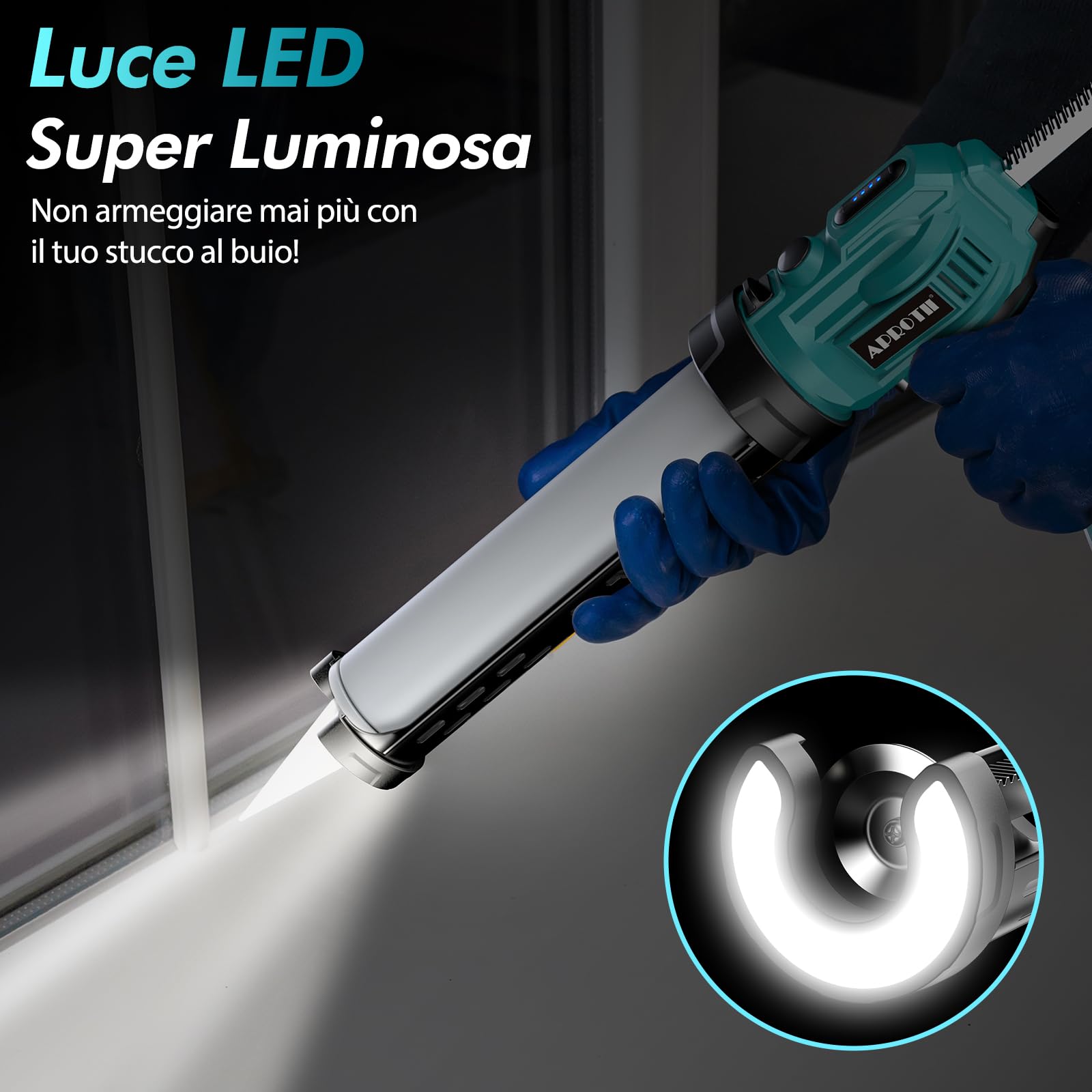 Pistola Silicone A Batteria Aprotii - Compatibile Makita 18V Per Cartucce 300ml - Foto 2