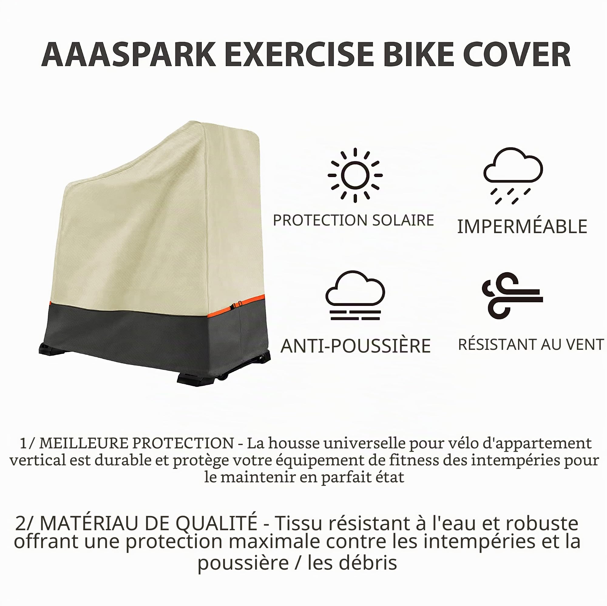 Housse de vélo d'appartement, Housse de Vélo d'exercice D'intérieur/Exterieur Imperméable Anti Pluie Neige Poussière，pour Toutes Les Tailles vélo d'appartement