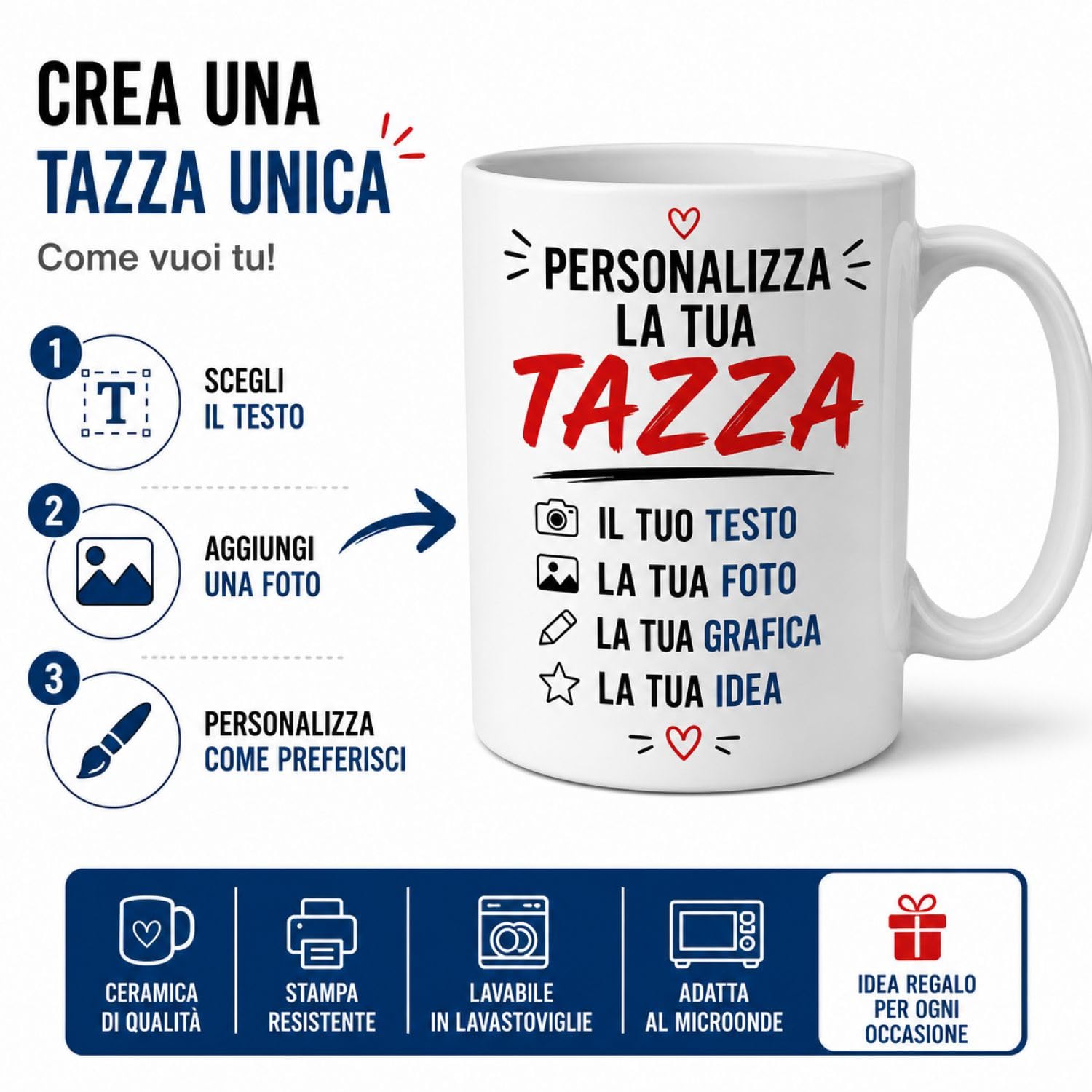 VENEZIANO Gruppo tazza in ceramica personalizzata - Made in Italy