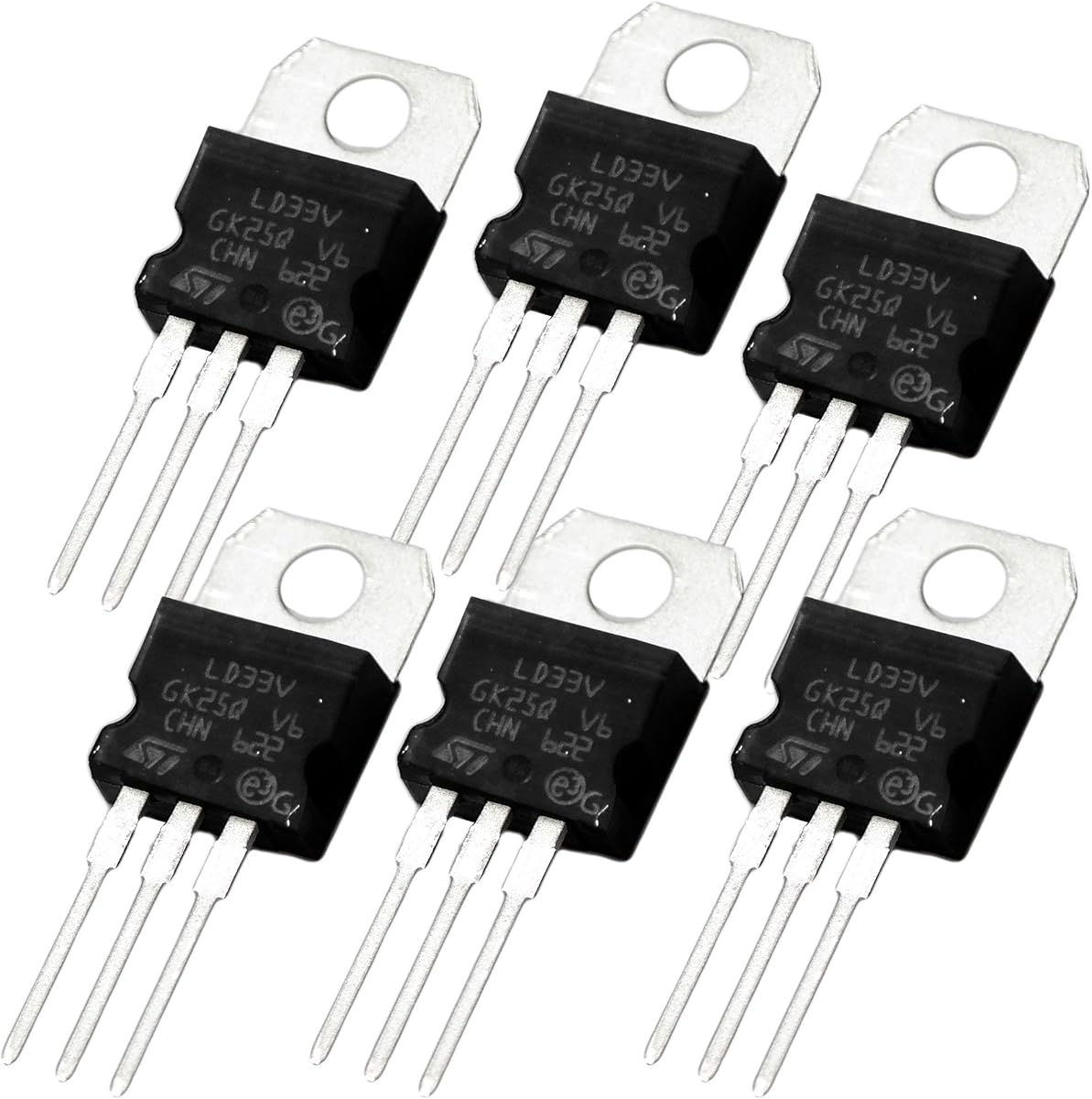 (6-Pcs) STMicroelectronics 3.3V 950mA, LD1117V33 Voltage Regulator, LD33V