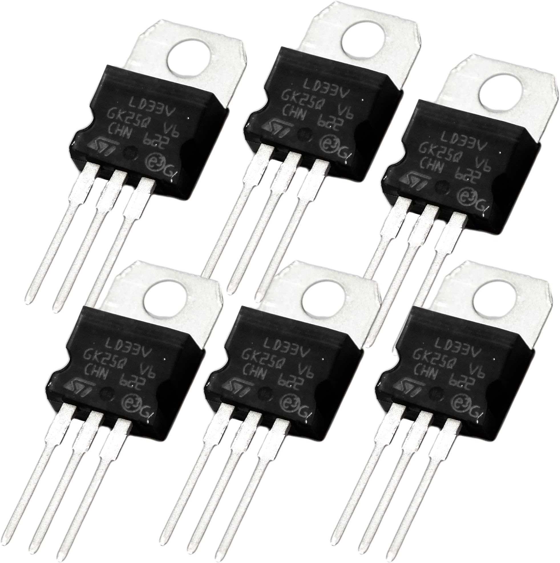 (6-Pcs) STMicroelectronics 3.3V 950mA, LD1117V33 Voltage Regulator, LD33V