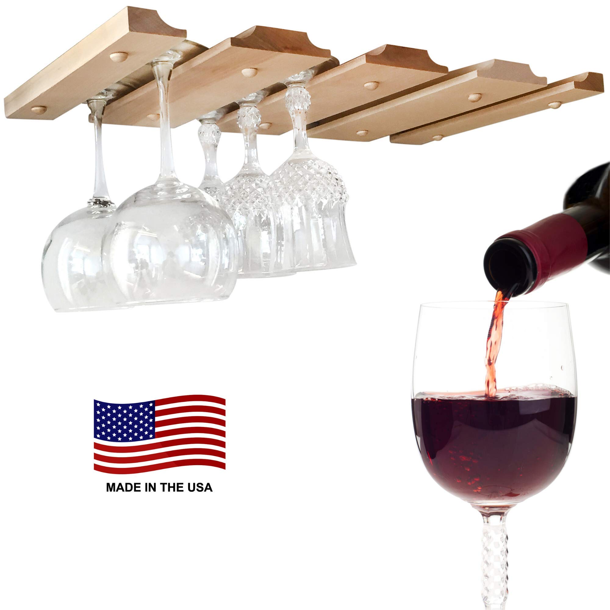 Under Wine Glass Holder Space Saving Unfinished Wooden