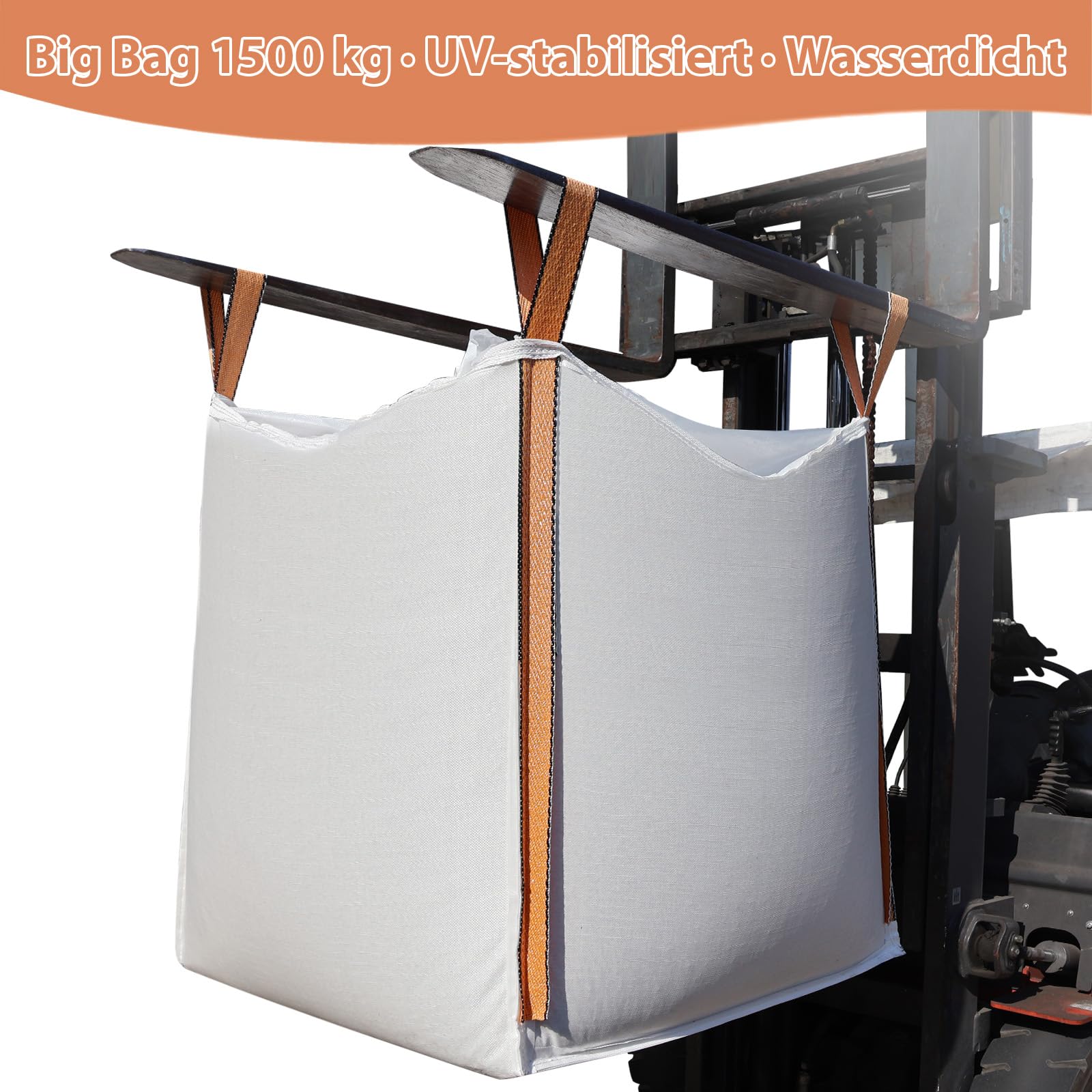 2 Stück FIBC Big Bag UV-beständig Laminiert wasserdicht,1,5 Tonne,89x89x109cm,hält bis zu 1500 kg SWL,Säcke für Landwirtschaft,Bauwesen,Lagerung,Big bags Holz,Sand,Industrie,Schüttgutbehälter.