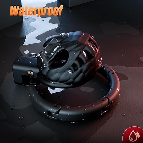 Miniatura 7 de Jaula de castidad masculina, dispositivo de castidad grande y ligero con 8 tamaños ajustables y bloqueo invisible, engranaje de bondage y