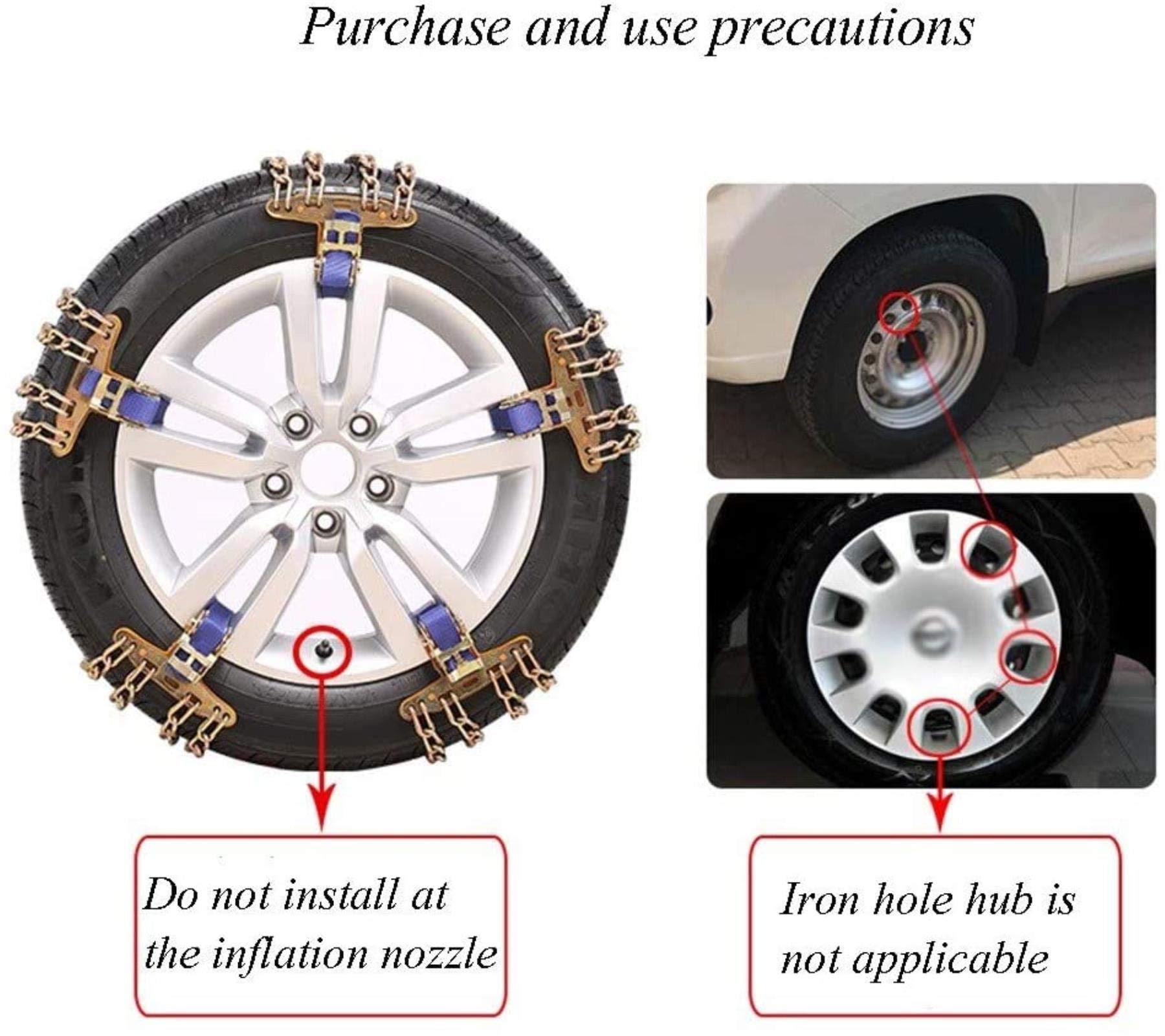 Schneeketten, Winter Schneeketten für Auto Rad Tyres Autoreifen Schneekette Universalauto Offroad Van SUV Schlamm Schnee rutschfeste Notfall-Schneereifenketten, 4er-Set