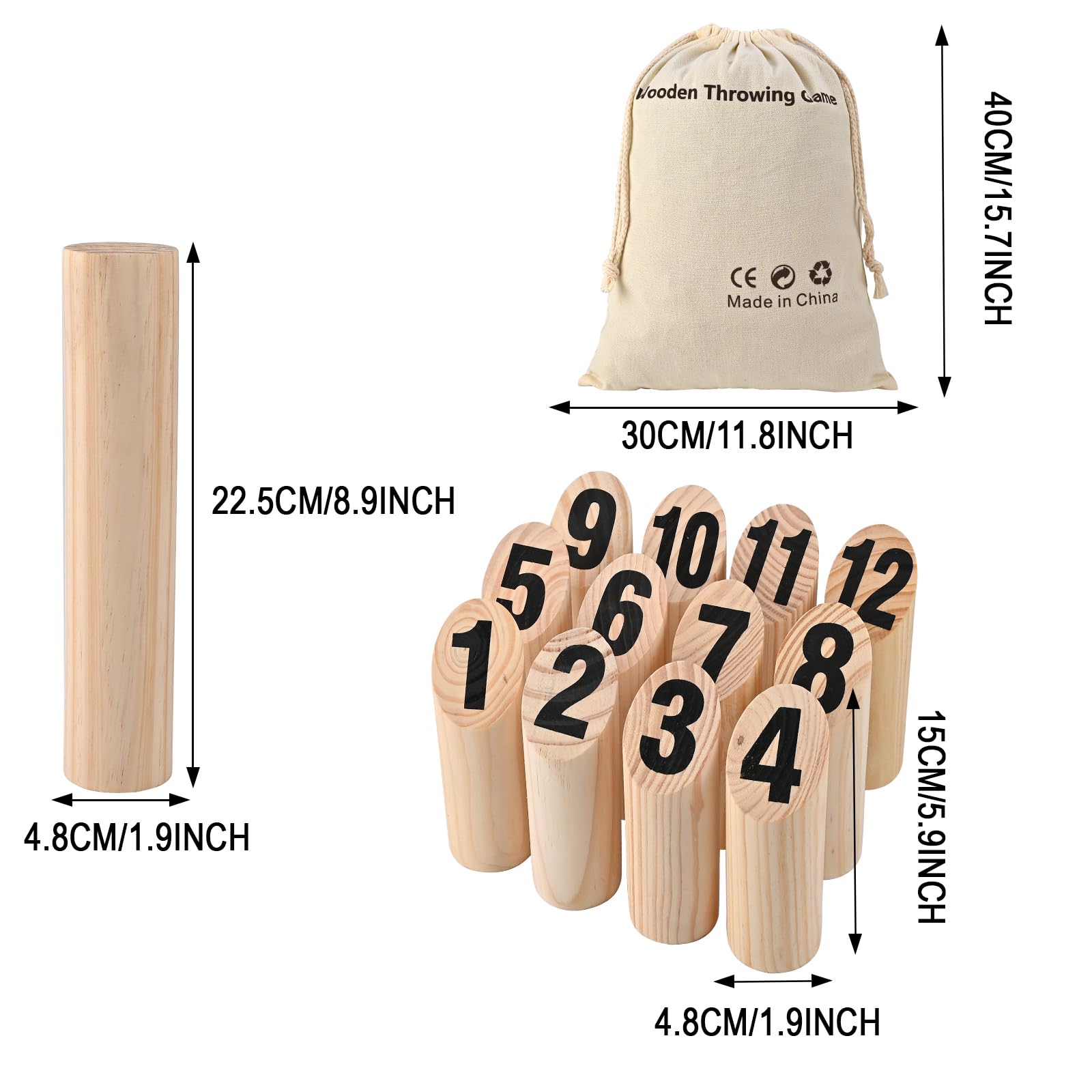 GOLDGE Kubb Jeu Viking Chiffres Jeu d'échecs Viking Jeu de lancer Jeu en bois Jeu d'échecs Viking pour enfants et adultes Jeux d'extérieur