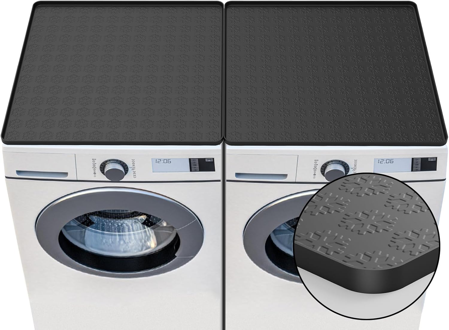 2 Pack Washer and Dryer Covers for the Top, 23.6" X 23.6" Anti-Slip Silicone Washing Machine Cover, Full-Coverage Protective Washer Dryer Top Protector Mat for Laundry Machine & Dryer
