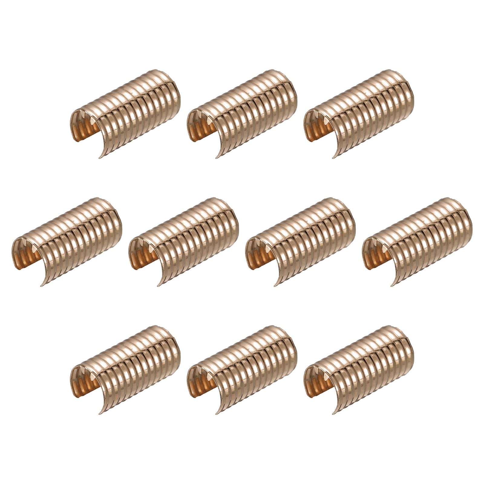 sourcing map Leather Rope Clip, 50Pcs Cylindrical Crimping Cord Crimps Foldable String Leather Cord Fastener for DIY Lanyard, Tassel, Jewelry Making, Golden